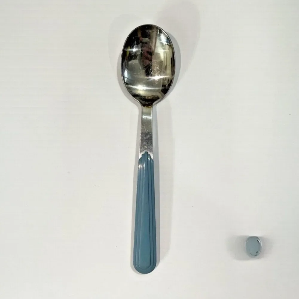 6 Pieces Vintage Blue Jazz Korea Stainless Steel Flatware Spoons Knife